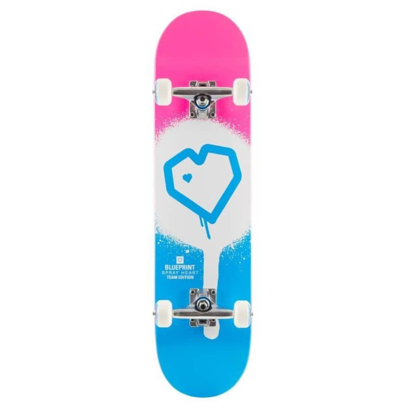 Hou op Aap eiwit Blueprint Spray Heart V2 Complete Skateboard 7.25 Pink/Blue/White — get for  an attractive price ⋙ Rideoo