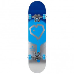 Blueprint Spray Heart V2 Complete Skateboard 7.5, Blue/Silver
