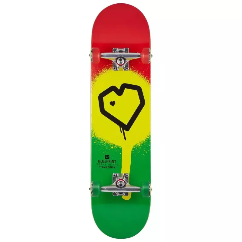 Скейтборд Blueprint Spray Heart V2 Complete 8, Rasta