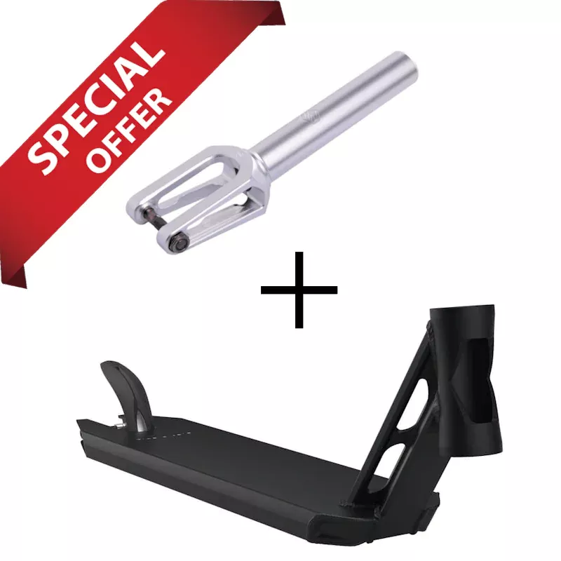 Fuzion Entropy 2.0 Pro Scooter Deck 4.75 x 19.5 Matte Black + Striker Gravis SCS/HIC Fork