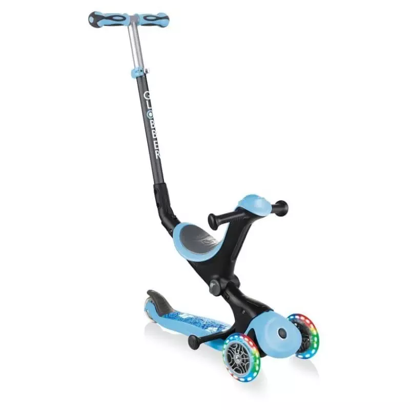 Globber Scooter for Kids GO UP Deluxe Lights Pastel Blue/Flowers
