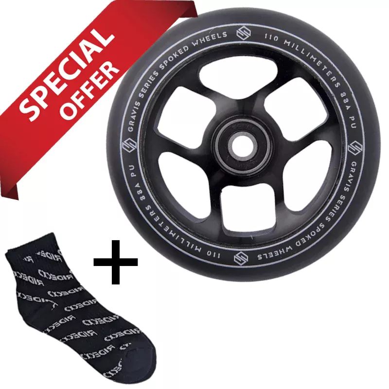 Striker Gravis Spoked Pro Scooter Wheel 110mm Black + Rideoo Riding Socks 40-43