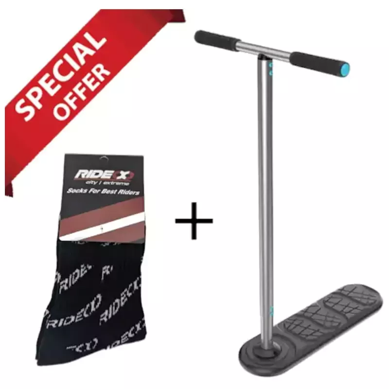 Indo Kickstart Trampoline Scooter Black + Rideoo Riding Socks 40-43