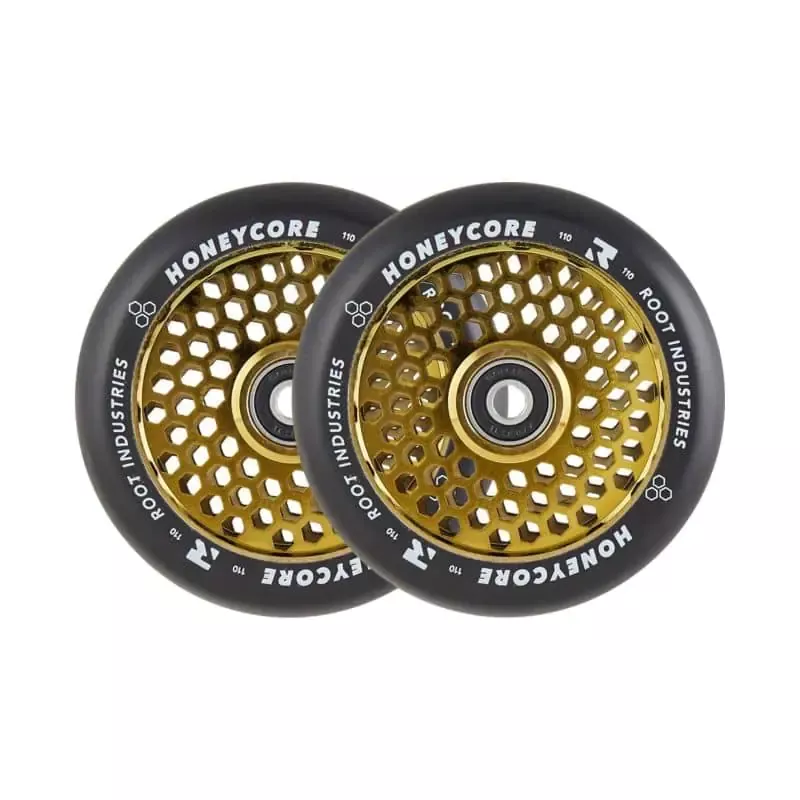 Root Honeycore Black 2-pack Pro Scooter Wheels 110mm Gold