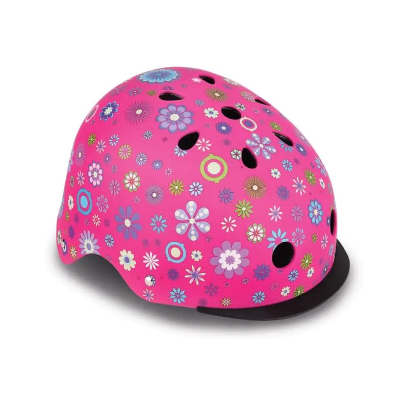 Globber Helmet for Kids Elite Lights Deep Pink Flowers — get for